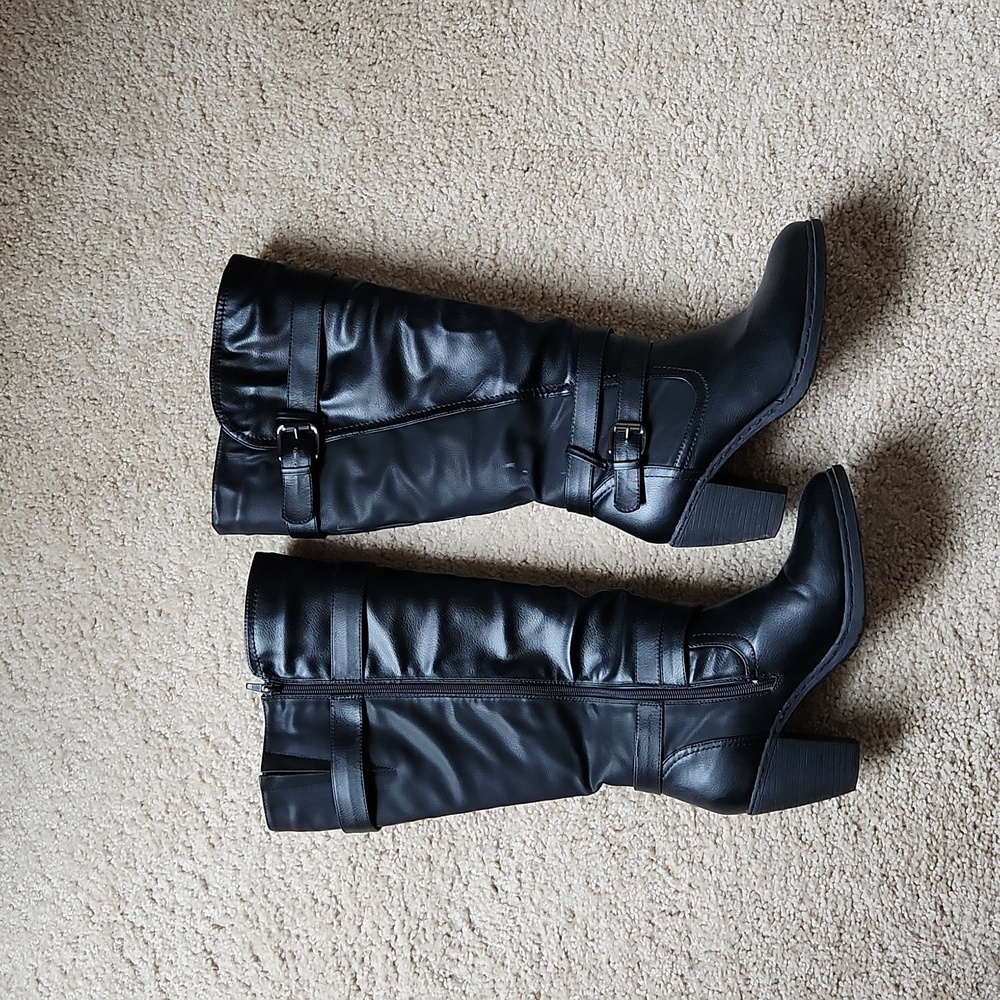 Black Simply Be Wide Shaft Boots Size 9W